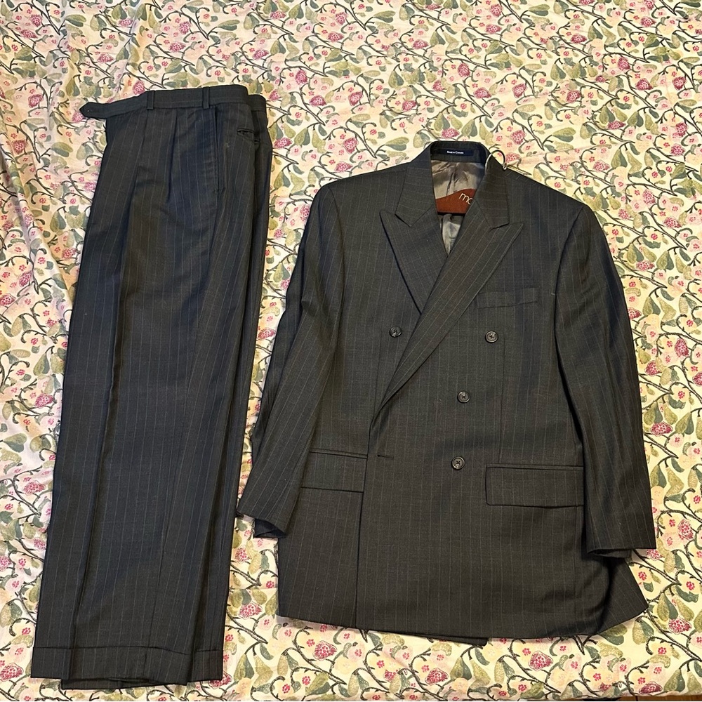 Men's Double-Breasted Gray Suit